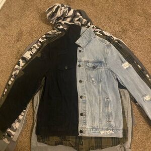 black and blue denim jacket